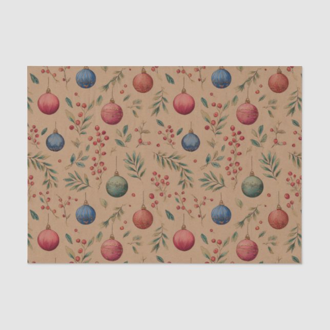 Christmas Ornaments on Brown Tissue Paper (Front)