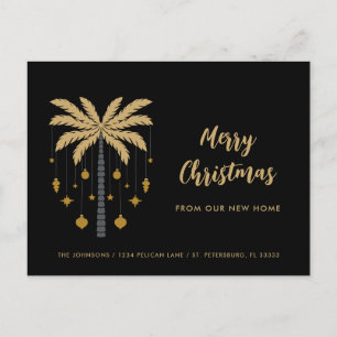 Christmas Ornaments on Palm Tree New Home   Announcement Postcard