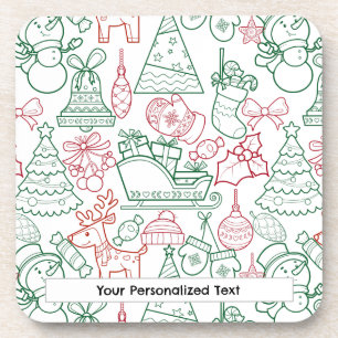 Christmas Ornaments Pattern 02 Coaster