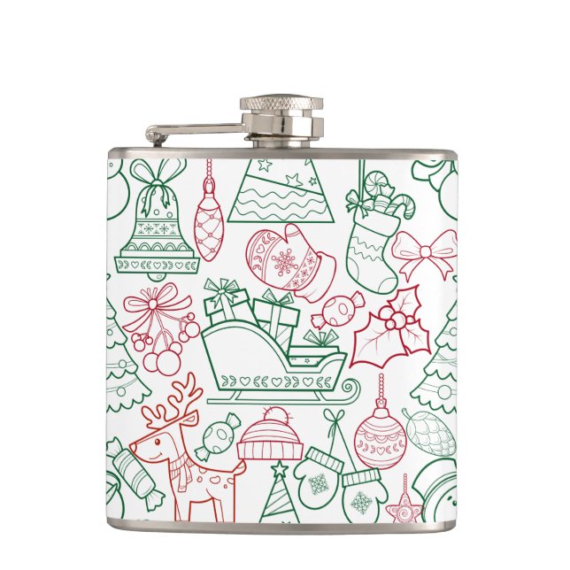 Christmas Ornaments Pattern 02 Hip Flask (Front)