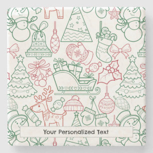 Christmas Ornaments Pattern 02 Stone Coaster