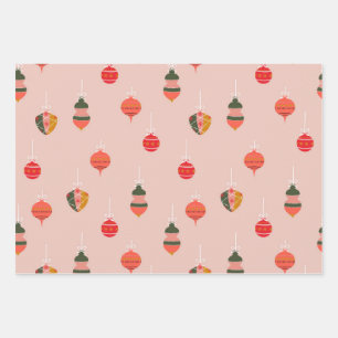 Christmas ornaments pattern wrapping paper sheet