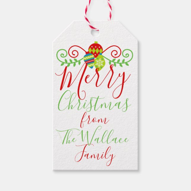Christmas Ornaments Personalised Gift Tags (Front)