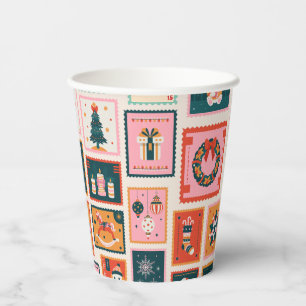 Christmas ornaments postage stmaps paper cups