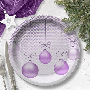 Christmas Ornaments Purple ID251 Paper Plate