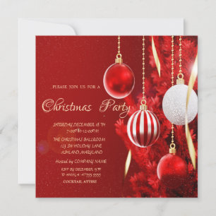 Christmas Ornaments ,Red Tree Corporate Christmas  Invitation