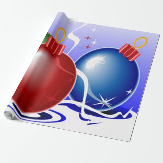 Christmas Ornaments & Ribbon - Wrapping Paper (Unrolled)
