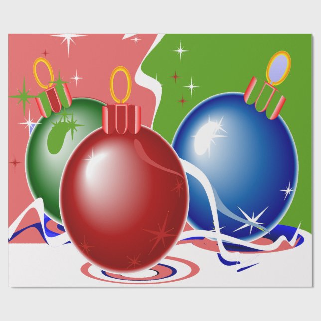 Christmas Ornaments & Ribbon - Wrapping Paper (Flat)