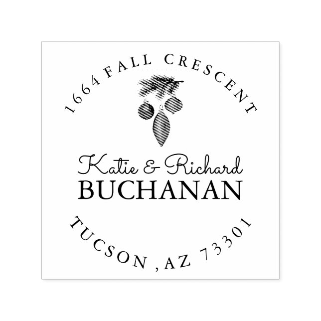 Christmas Ornaments Rubber Address Stamp (Design)