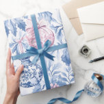 Christmas ornaments soft blue pink toile  wrapping paper<br><div class="desc">Christmas ornaments soft blue pink toile Wrapping Paper.</div>