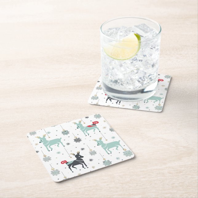 Christmas ornaments  square paper coaster (Insitu)