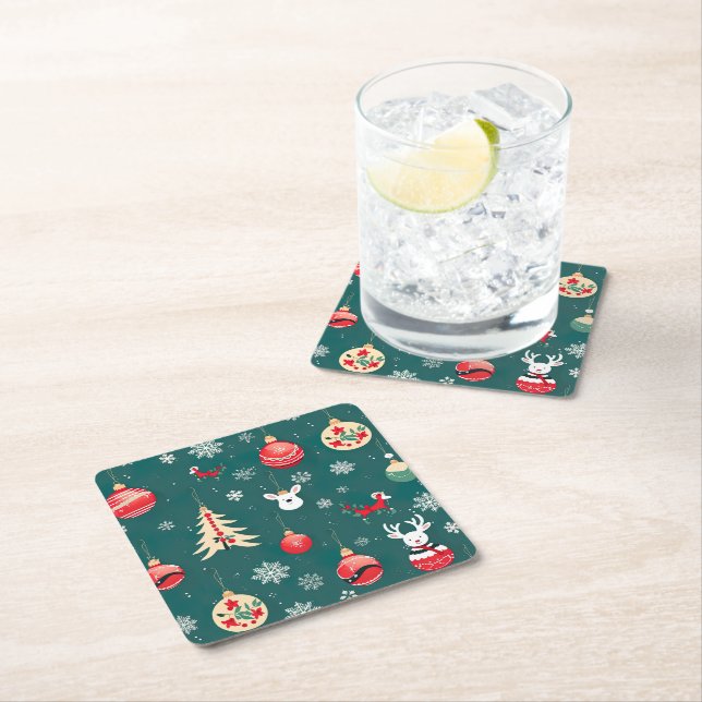 Christmas ornaments  square paper coaster (Insitu)