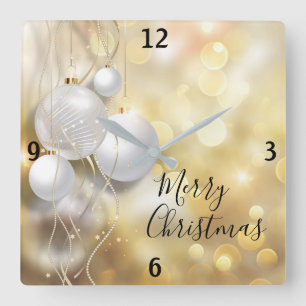 Christmas Ornaments Square Wall Clock