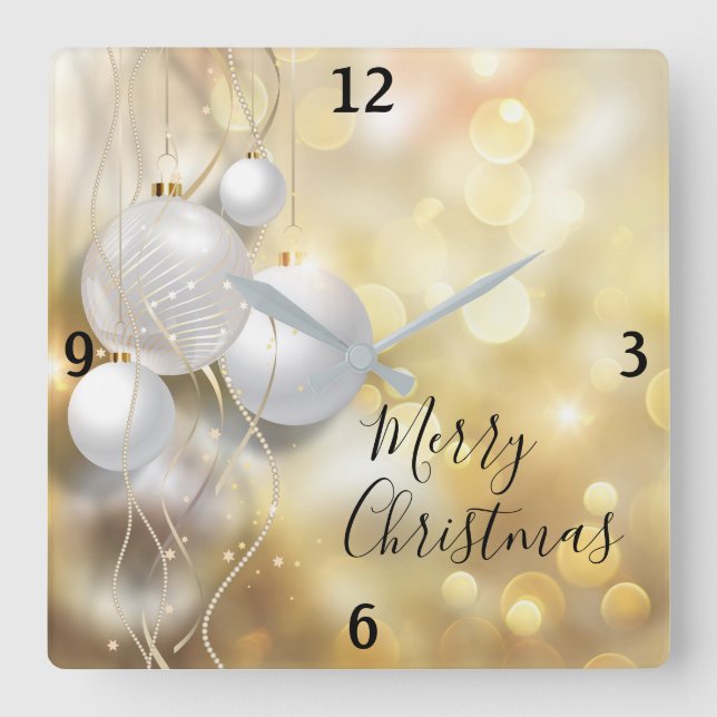 Christmas Ornaments Square Wall Clock (Front)