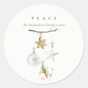 Christmas Ornaments Star Cookie Chime Peace Classic Round Sticker