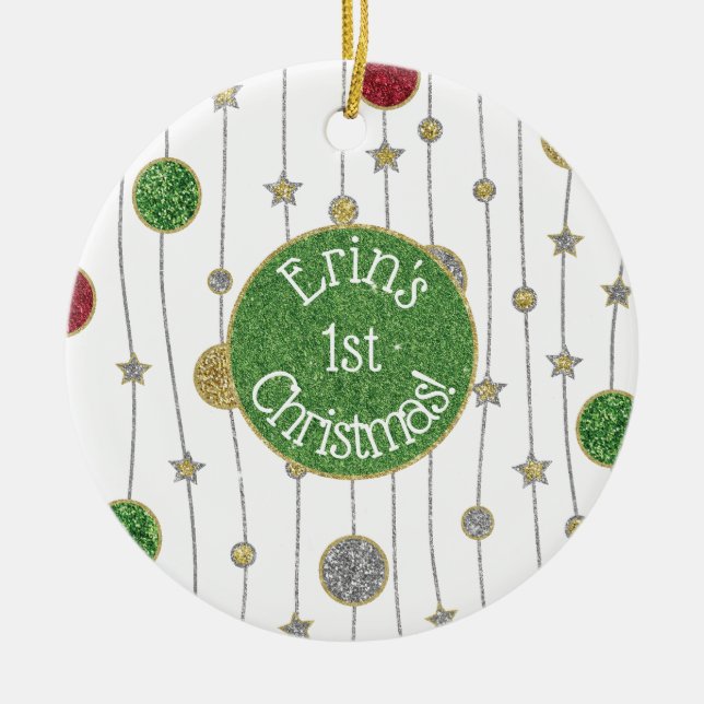 Christmas "Ornaments & Stars" Ornament Personalise (Front)