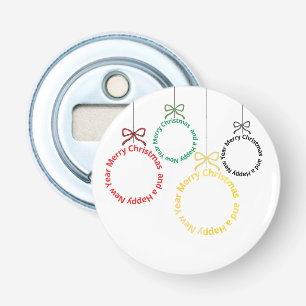 Christmas Ornaments Text Design Bottle Opener