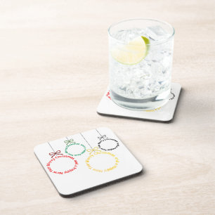 Christmas Ornaments Text Design Coaster