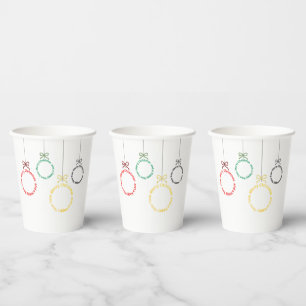 Christmas Ornaments Text Design Paper Cups