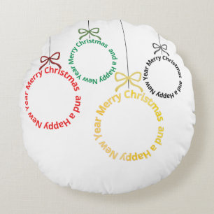 Christmas Ornaments Text Design Round Cushion