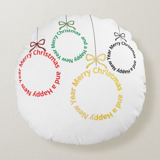 Christmas Ornaments Text Design Round Cushion (Front)