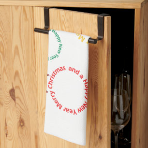 Christmas Ornaments Text Design Tea Towel