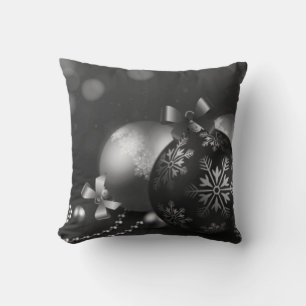 Christmas Ornaments Throw Pillow/Black & White Cushion