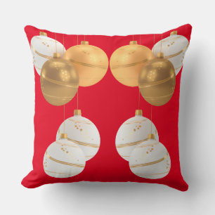 Christmas Ornaments Throw Pillow,Red Cushion
