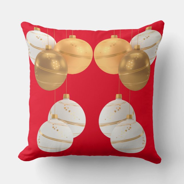 Christmas Ornaments Throw Pillow,Red Cushion (Front)