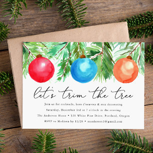 Christmas Ornaments Tree Trimming Party Invitation
