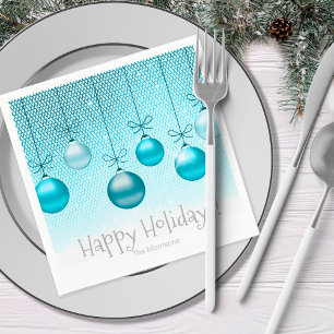 Christmas Ornaments Turquoise ID251 Napkin
