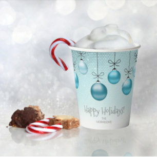 Christmas Ornaments Turquoise ID251 Paper Cups