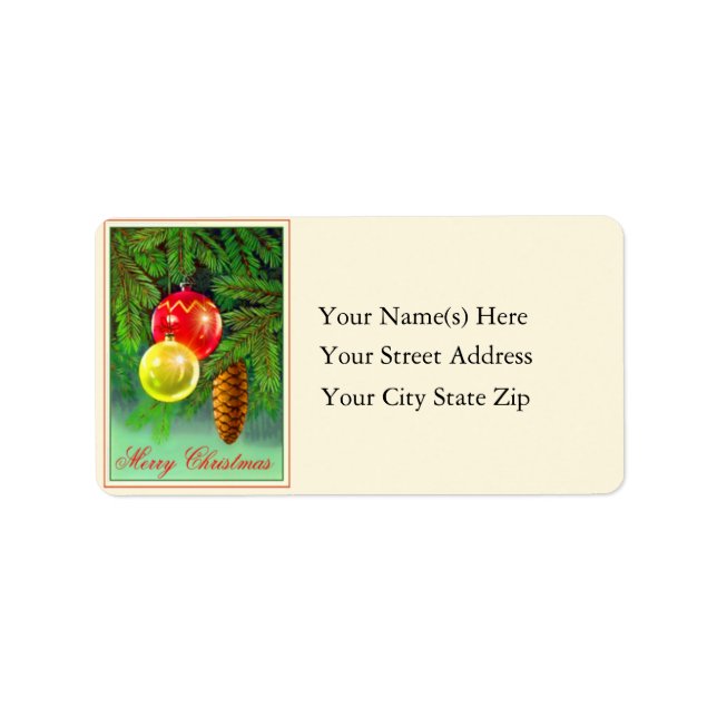 Christmas Ornaments Vintage Address Label (Front)