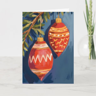 Christmas Ornaments Watercolor Holiday Card