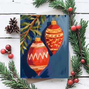 Christmas Ornaments Watercolor Holiday Card