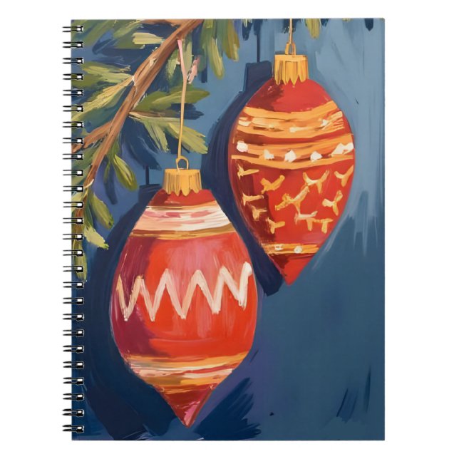 Christmas Ornaments Watercolor Holiday Notebook (Front)