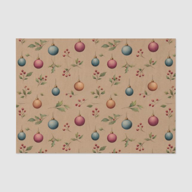 Christmas Ornaments with Brown Tissue Paper (Front)