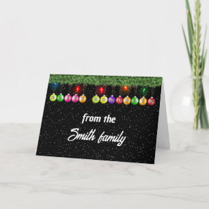 Christmas Ornaments With Lights and Snowflakes Holiday Card