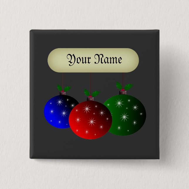 Christmas ornaments with snowflakes. Add your name 15 Cm Square Badge (Front)