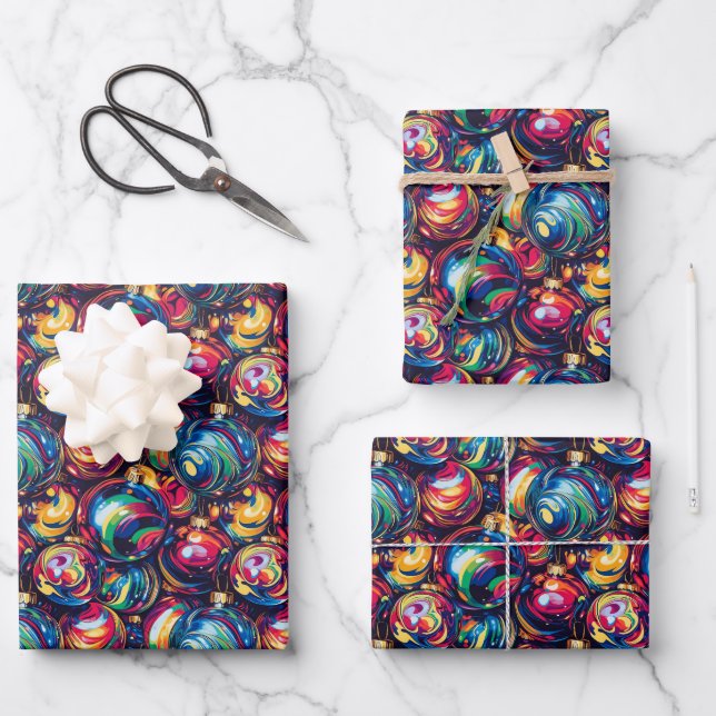 Christmas Ornaments Wrapping Paper (Front)