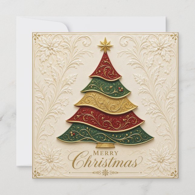 Christmas Ornate Gold Enamel Tree Card (Front)