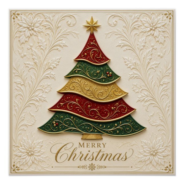 Christmas Ornate Gold Enamel Tree Poster (Front)