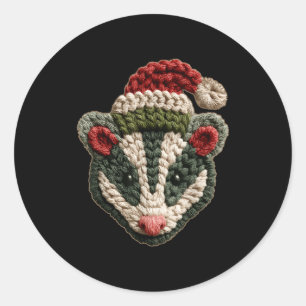 Christmas Ossum Santa Hat Forest Animal Winter Aes Classic Round Sticker
