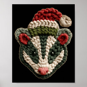 Christmas Ossum Santa Hat Forest Animal Winter Aes Poster