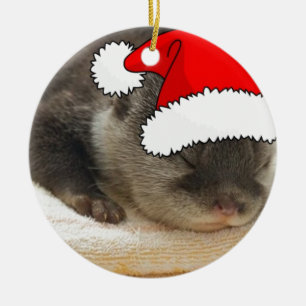 Christmas Otter Ceramic Tree Decoration