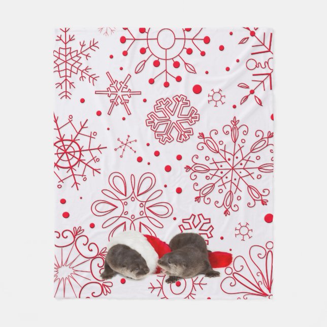 Christmas otter Fleece Blanket, Medium (Front)
