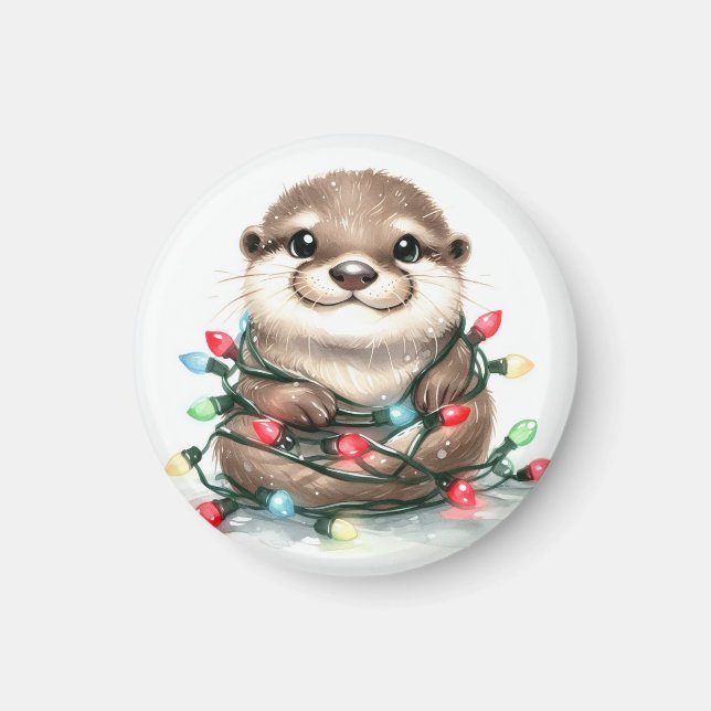 Christmas Otter Magnet (Front)
