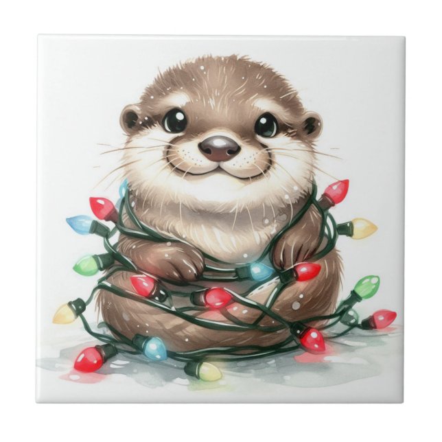 Christmas Otter Tile (Front)