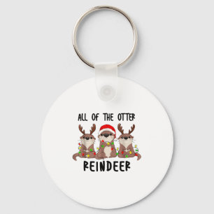 Christmas Otters Cute All Of The Otter Reindeer Key Ring