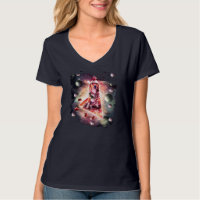 Christmas Outer Space Galaxy Dog Riding Pizza Xmas